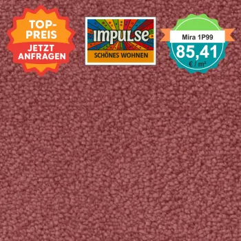 Draufsicht auf Vorwerk Mira 1P99 mit Preisetikett 85,41 €/m²